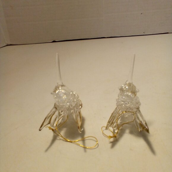 Hummingbird Christmas Ornament Hand Blown Glass Gold Trim 3" Lot of 2 - Picture 8 of 16